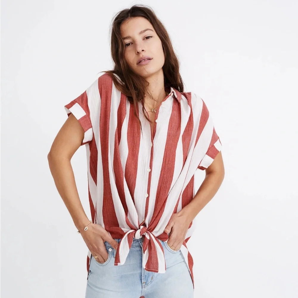 Madewell Central Tunic Shirt in Cara Stripe-med - Picture 2 of 9